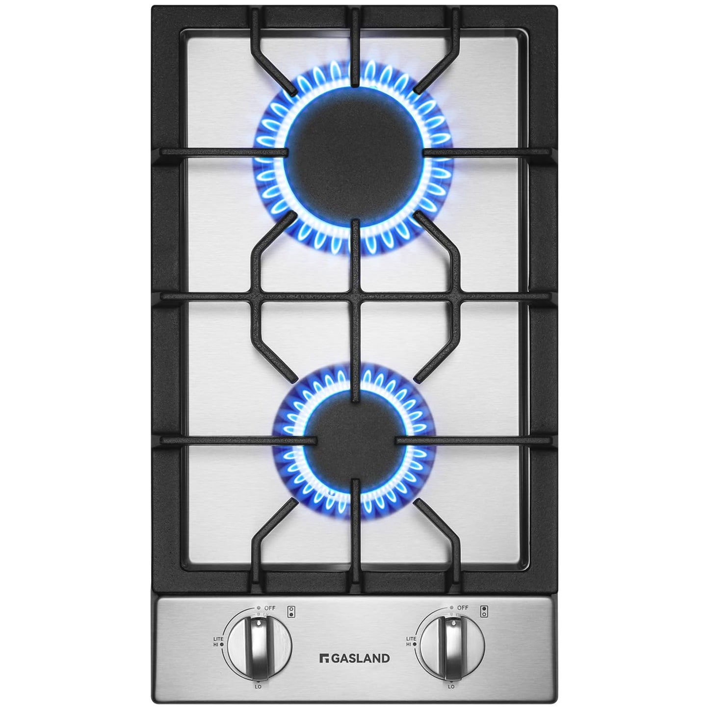 GASLAND 12 Inch Gas Cooktop 2 Burners, Drop-in Propane Stove Top with Thermocouple Protection, LPG/NG Convertible Dual Fuel Natural Gas Hob, Stainless Steel