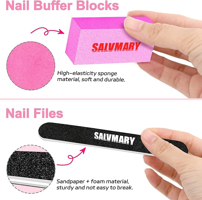 Nail Files and Buffers, Professional Manicure Tools Kit, 100/180 Grit Double Sided Emery Boards for Nails, 80/100 Grit Nail Buffer Blocks Supplies for Home Salon 8Pcs