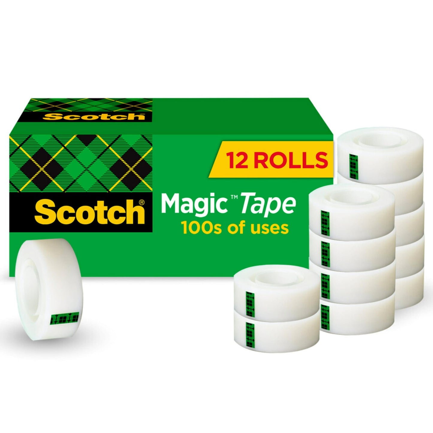 Scotch Magic Tape, Invisible, Home Office Supplies and Back to School Supplies for College and Classrooms, 12 Rolls