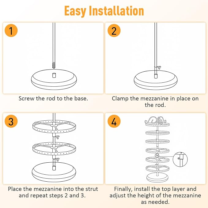 6 Tier Rotating Jewelry Organizer Stand, 230 Holes Earring Holder Organizer for Women Girls, Spinning Earring Tree with Ring Holder, Wide Base for Bracelets Watches Lipstick
