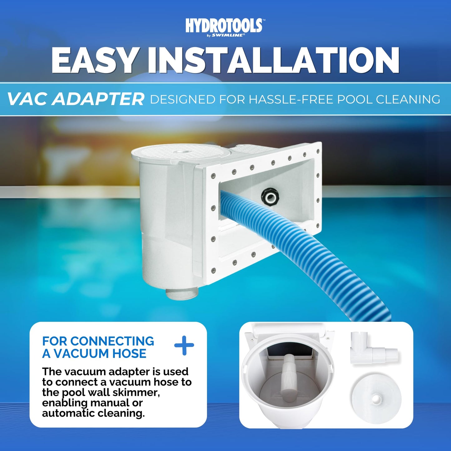 SWIMLINE HYDROTOOLS Standard Thru-Wall Above Ground Pool Skimmer Kit With WATER LEVELING SYSTEM | ABS Construction | Large Debris Basket| Snap-In & Removable Weir | Above Ground Pool Skimmer | Skimmer
