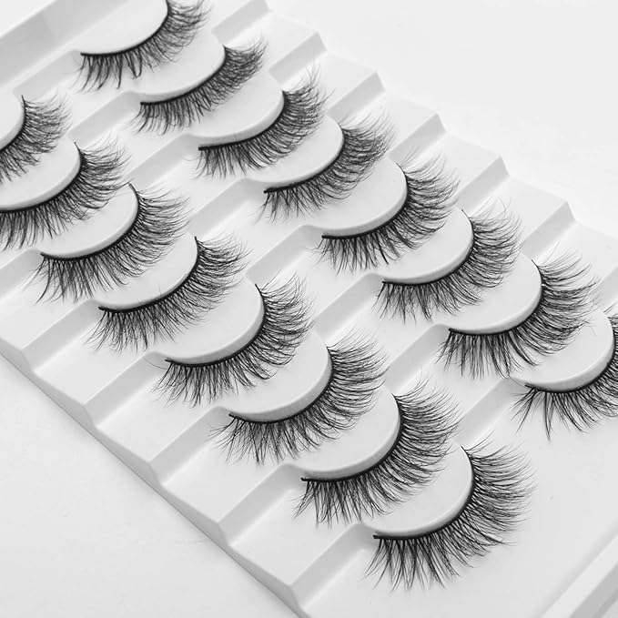 DYSILK Mink Lashes Fluffy Eyelashes - Strip Lashes False Lashes 8 Pairs 6D Lashes Faux Mink Eyelashes Fluffy Natural Look False Eyelashes Long Lashes Pack Mink Lashes Soft Reusable Eye Lashes
