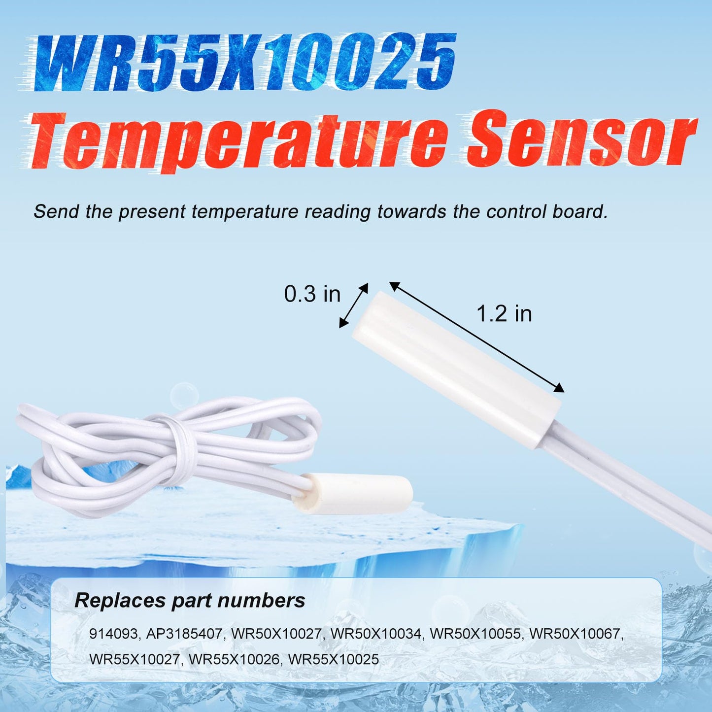 WR51X10055 Refrigerator Defrost Heater Kit,WR55X10025 Temperature Sensor,WR50X10068 Defrost Thermostat Replacement for General Electric Hotpoint Refrigerators Replaces WR51X10030