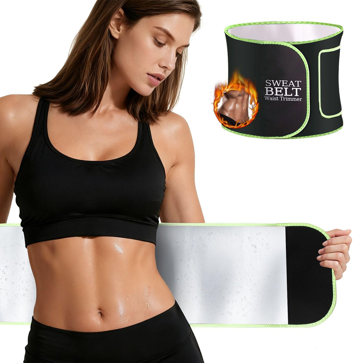 MORECOO Waist Trainer for Women/Men, Waist Sweat Band, Stomach Wrap, Belly Band Sweat Belt, Body Shaper Belt Green