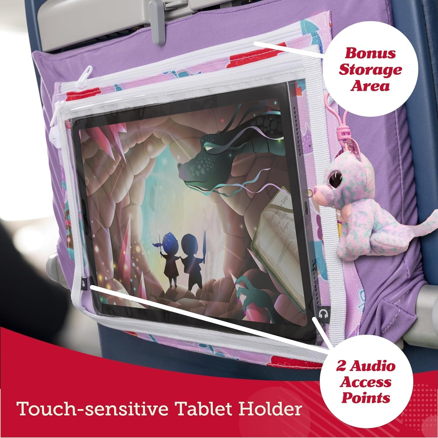 Lusso Gear Airplane Tray Table Cover - Organize Kids Travel Essentials - Pockets for Airplane Toys for Toddlers 1-3 - Foldable Tablet Stand for Travel Toddler Essentials (Mermaids)
