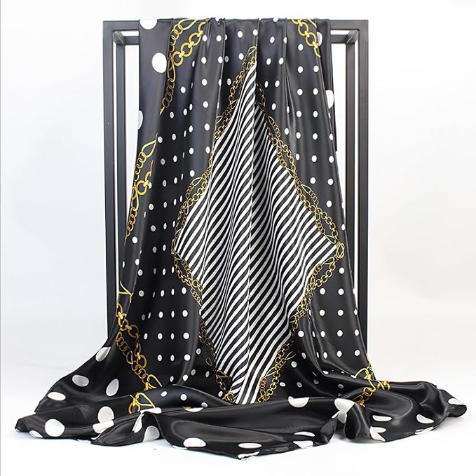 vimate 35" Square Silk Like Head Scarf - Women's Fashion Satin Scarf Bandana for Hair Wrapping at Night.