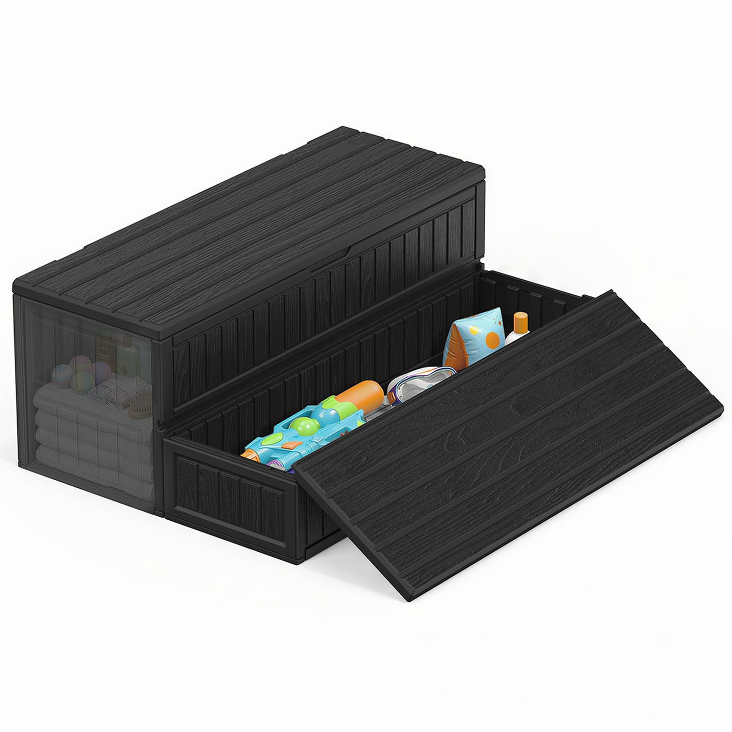 CAMMOO Hot Tub Steps - Double-Decker Large Storage & Snap-Together Assembly, Fully Sealed Spa Steps with Non-Slip Wider Step, Hot Tub Stairs, Outdoor/Indoor, Black