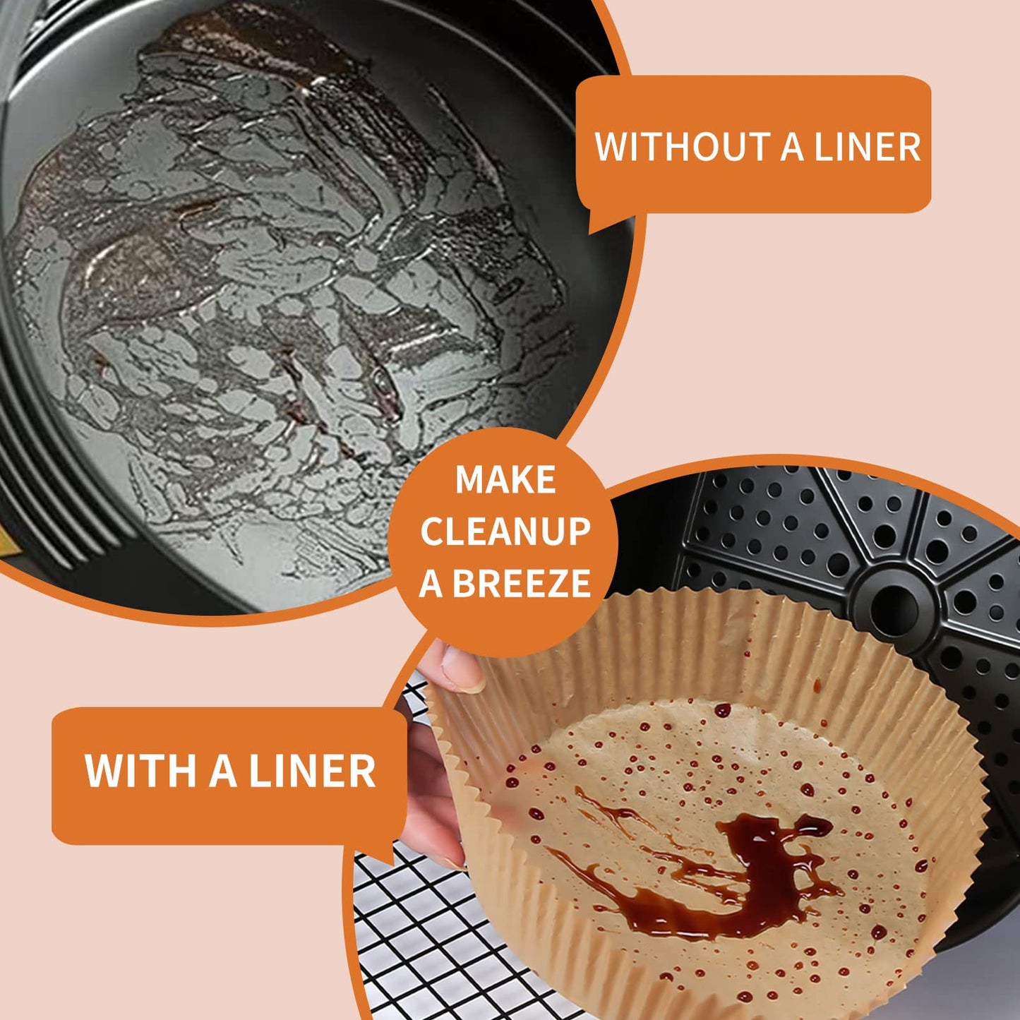 Air Fryer Disposable Paper Liner, 100PCS 9 Inch Large Airfryer Liners Round, Parchment Paper for Air Fryer Non-stick Oil-proof Water-proof, Paper liners for air fryer, Steamer, Baking, Microwave Etc