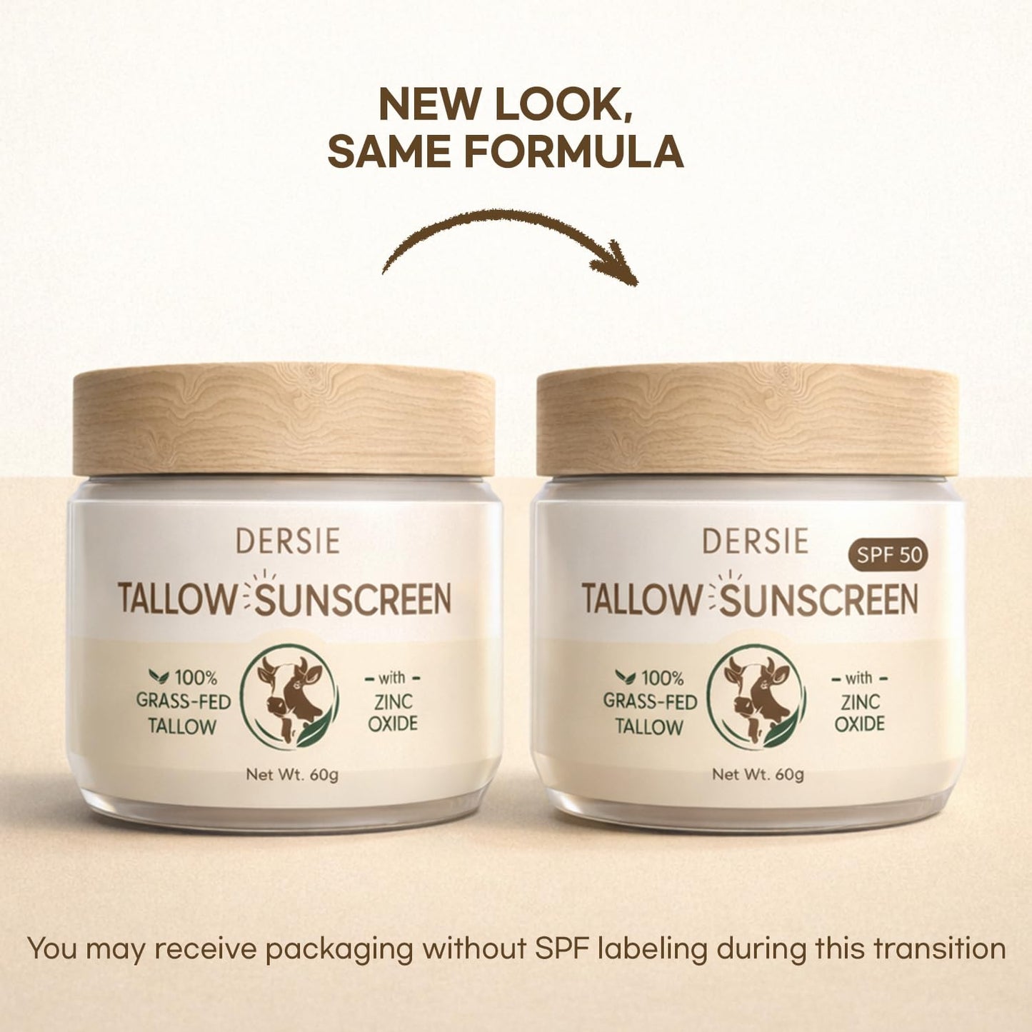 Dersie Tallow Sunscreen SPF 50 – Mineral UV Defense with Non-Nano Zinc Oxide – Face & Body Sun Protection for Adults & Kids – with 100% Grass-Fed Beef Tallow for Skin Comfort (2.1 oz)