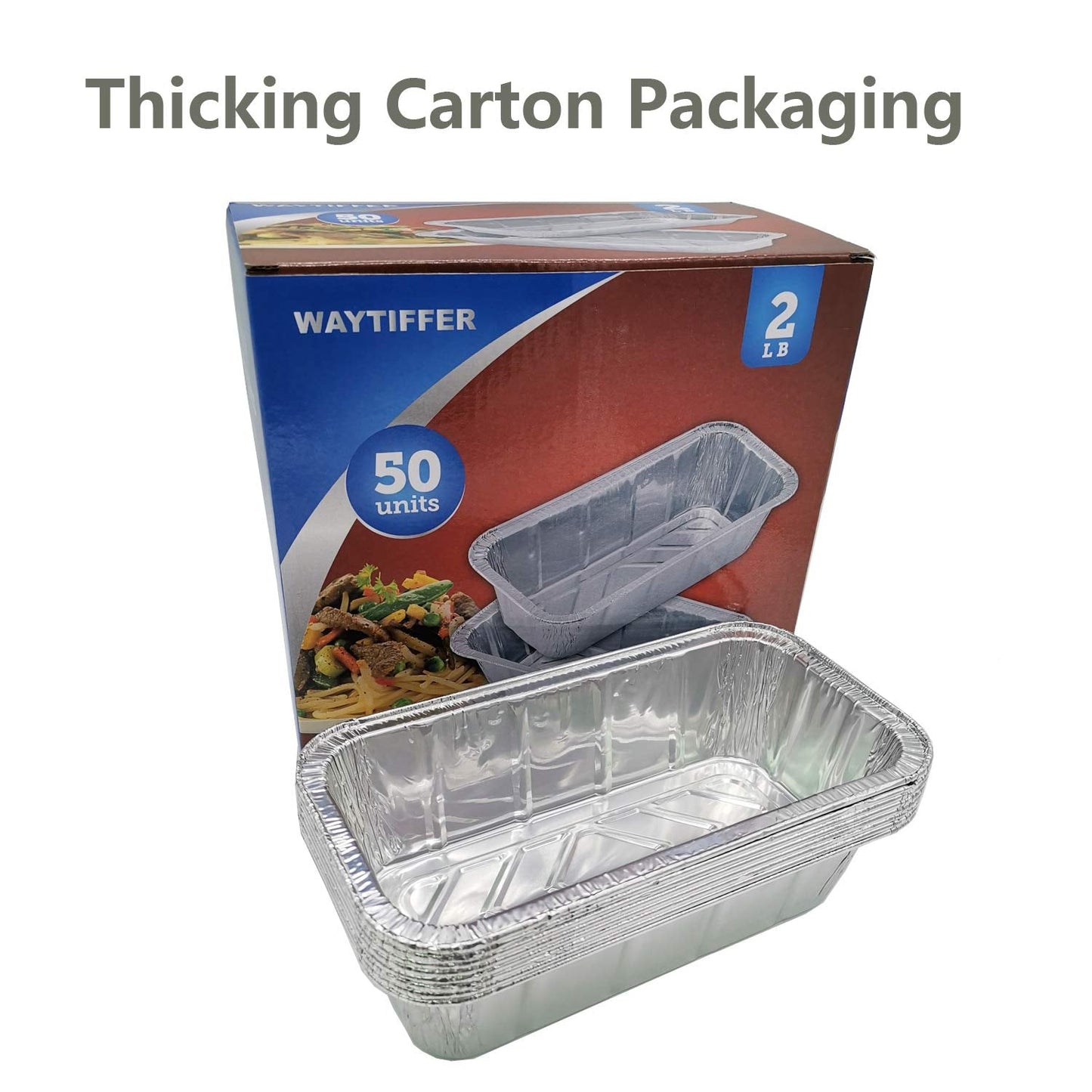Waytiffer Loaf Pans [50 Pack] 2Lb Heavy Duty Disposable Aluminum Foil Premium Bread Tins Standard Size - 8.5" X 4.5" X 2.5" Perfect for Homemade Cakes & Breads