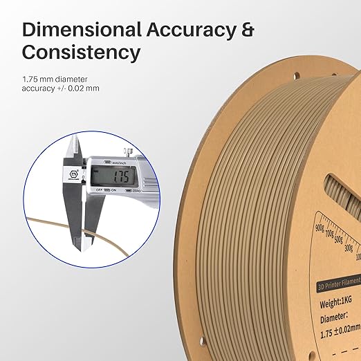 ELEGOO Wood PLA Filament 1.75mm 1KG, Real Wood Fibers Filled 3D Printer Filament Dimensional Accuracy +/- 0.02mm, 1kg Spool(2.2lbs) Fits for Most FDM 3D Printers
