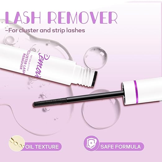GAQQI Lash Bond and Seal + Remover 3 in 1 Set, 10ml Lash Cluster Glue Waterproof for Eyelash Clusters, 5ml Eyelash Remover Gentle Formula, Strong Hold for 72H+