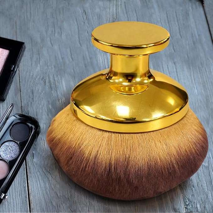 Extra Large Body Makeup Brush For Self Tanner, Leg Makeup &Bronzer Blend,3.6inch Wide-headed Kabuki Brush Provides More Even &Pretty Application, Sunscreen Face& Back Makeup Brush, Wet&Dry Use- Gold