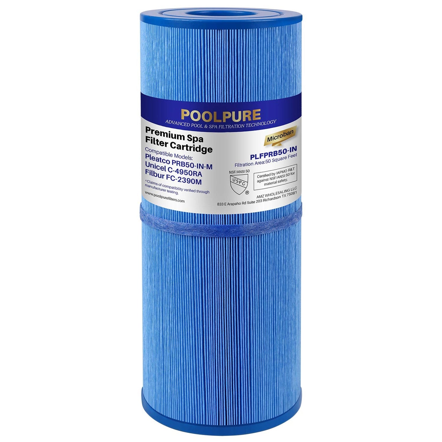 POOLPURE Replacement for Spa Filter Pleatco PRB50-IN-M, Unicel C-4950RA, Guardian 413-212-02, Filbur FC-2390M,17-2380,Jacuzzi J200 Series Filter,373045, 5X13 Hot Tub Filter, 1 Pack