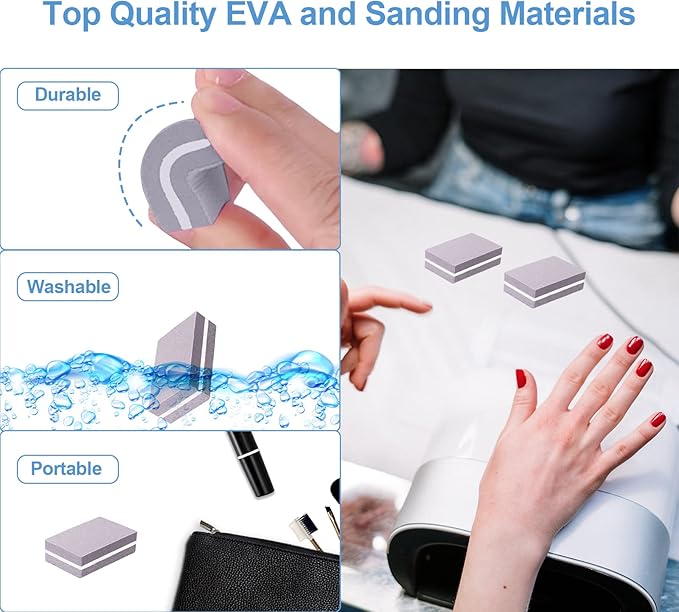 Nail Buffers (100 Pack), Mini Buffer Block Nail File for Acrylic Nails and Natural Nails, 100/180 Grit Nail Buffer Block Bulk Buffing Blocks for Nail Buff Professional Manicure File Blocks Set Gray
