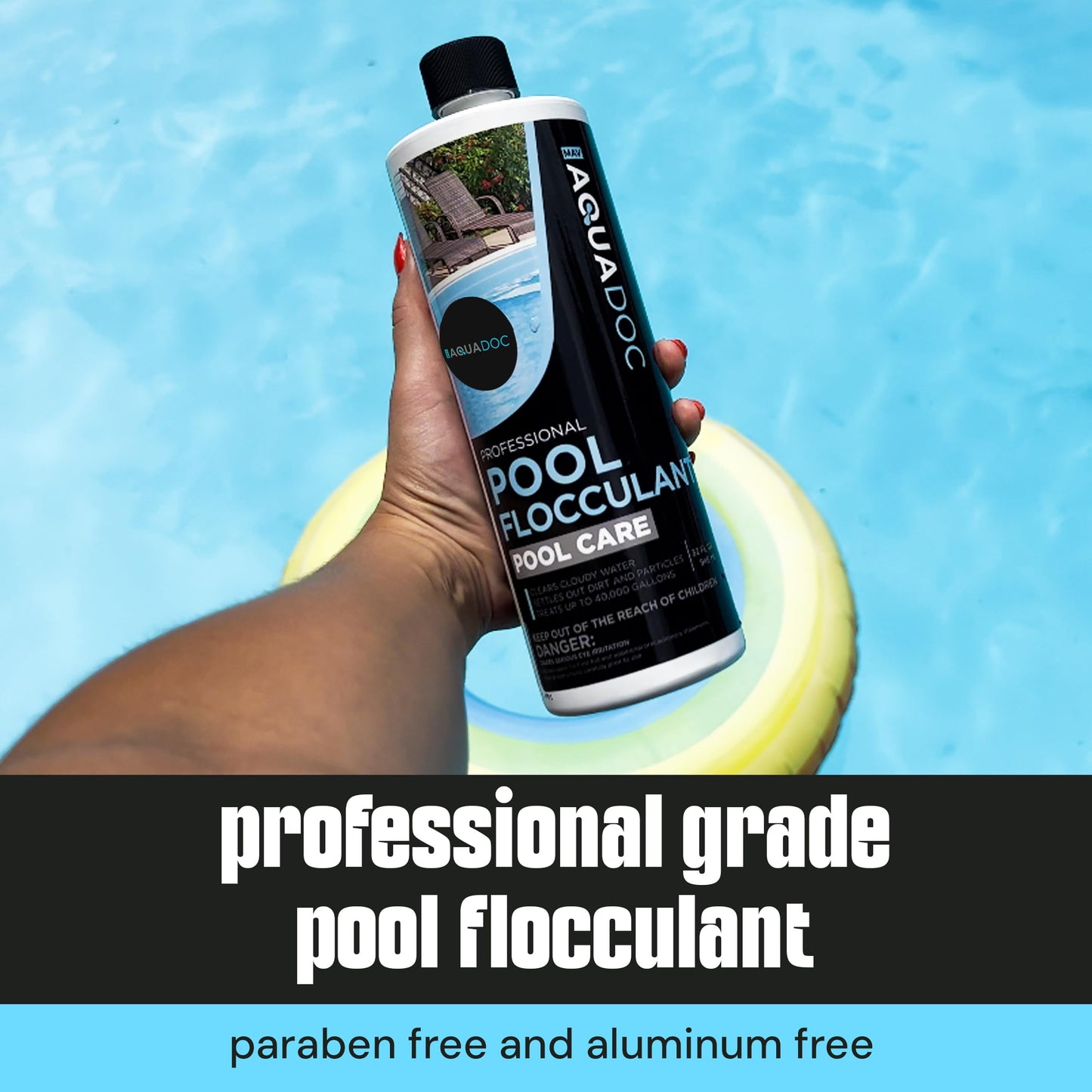 Swimming Pool Flocculant for Pool Cleaning - Extra Strength Pool Flocculent Kit Acts as a Swimming Pool Water Clarifier Liquid - Fast Acting Pool Treatment | AquaDoc Pool Flocculent 32oz