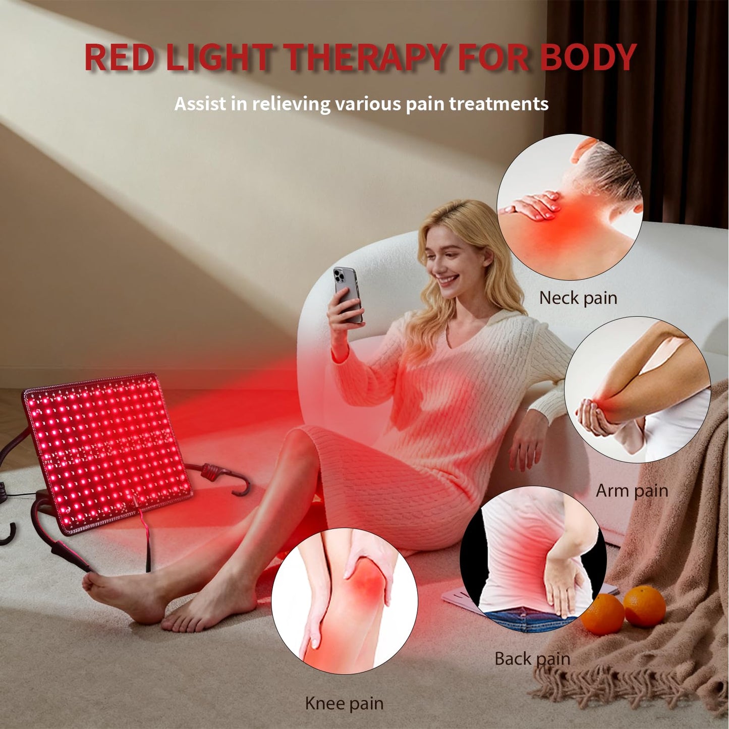 PEEKO Red Light Therapy for Body, Infrared Light Therapy Panel Lamp for Sauna Tent, 660nm and 850nm Near Infrared LED Red Lights Therapy Device at Home for Face and Body
