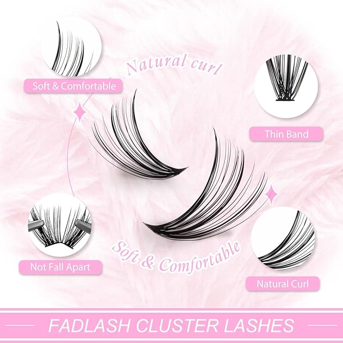 Cluster Lashes 12-18mm Mix Individual Lashes Long DIY Lash Extension D Curl Lash Clusters Soft Individual Lash Extensions Eyelash Clusters Wispy Cluster Eyelash Extensions (30D-0.07D, 12-18mm)