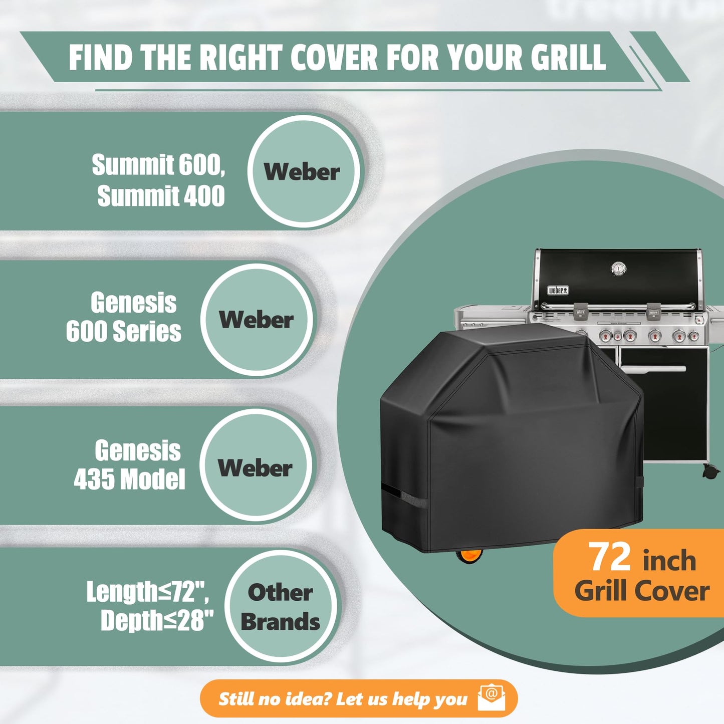 HomWanna Grill Cover 72 Inch - Superior BBQ Cover for Weber Summit 600 Series Gas Grill - 600D Large Outdoor Barbecue Covers for Weber 6 Burner Summit 670, Summit 620 and Genesis 600, Genesis 400
