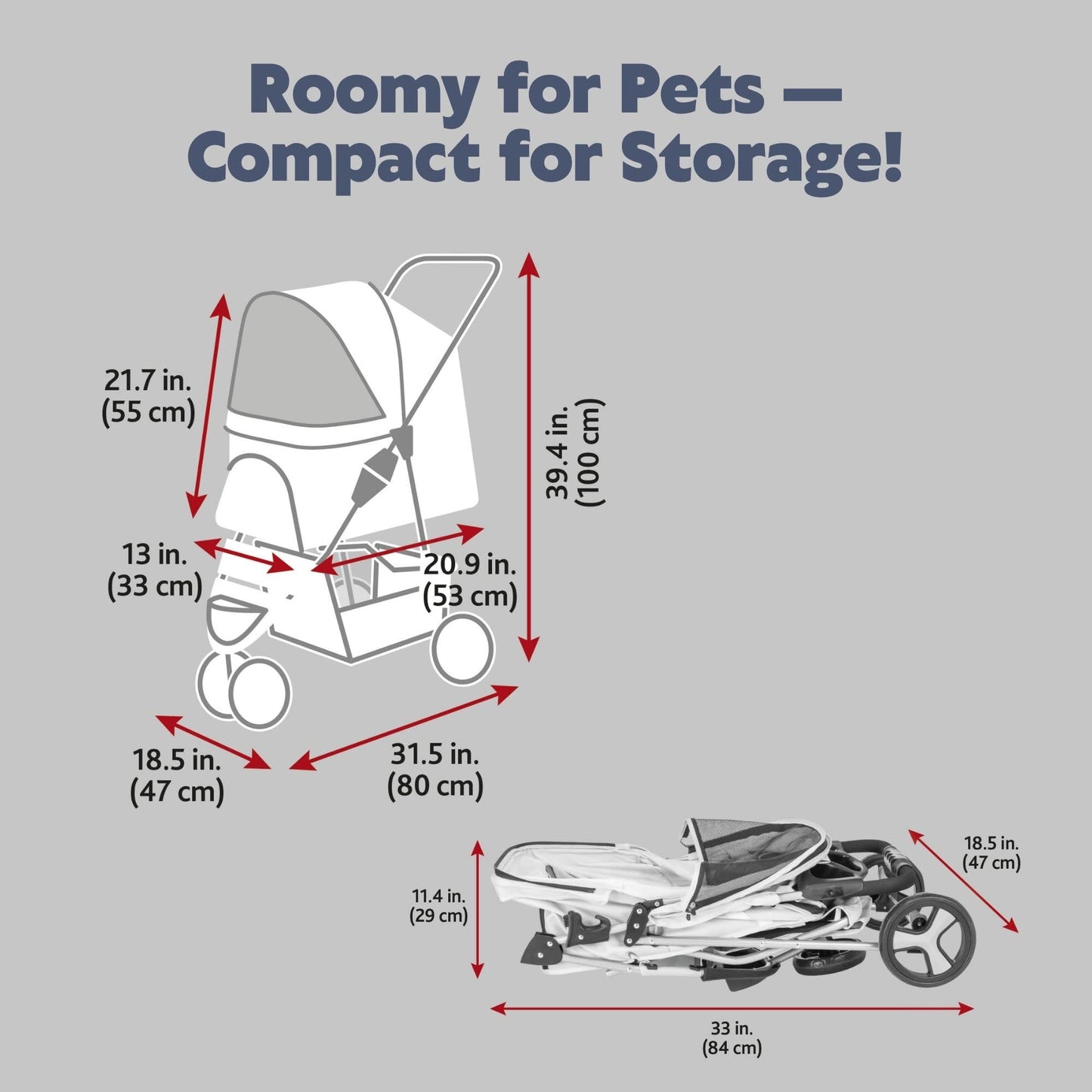 TRIXIE Foldable Pet Stroller for Cats and Dogs, Pet Carrier Strolling Cart with Weather Cover, Storage Basket, Cup Holder, Black