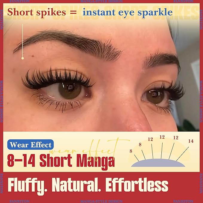 Fairy Lash Clusters with Spikes Eyelash Extensions Wispy Manga Lashes Individual Lashes Extension 8-14mm DIY Soft Eyelash Clusters 144Pcs Lash Clusters Kit DIY at Home by FANXITON