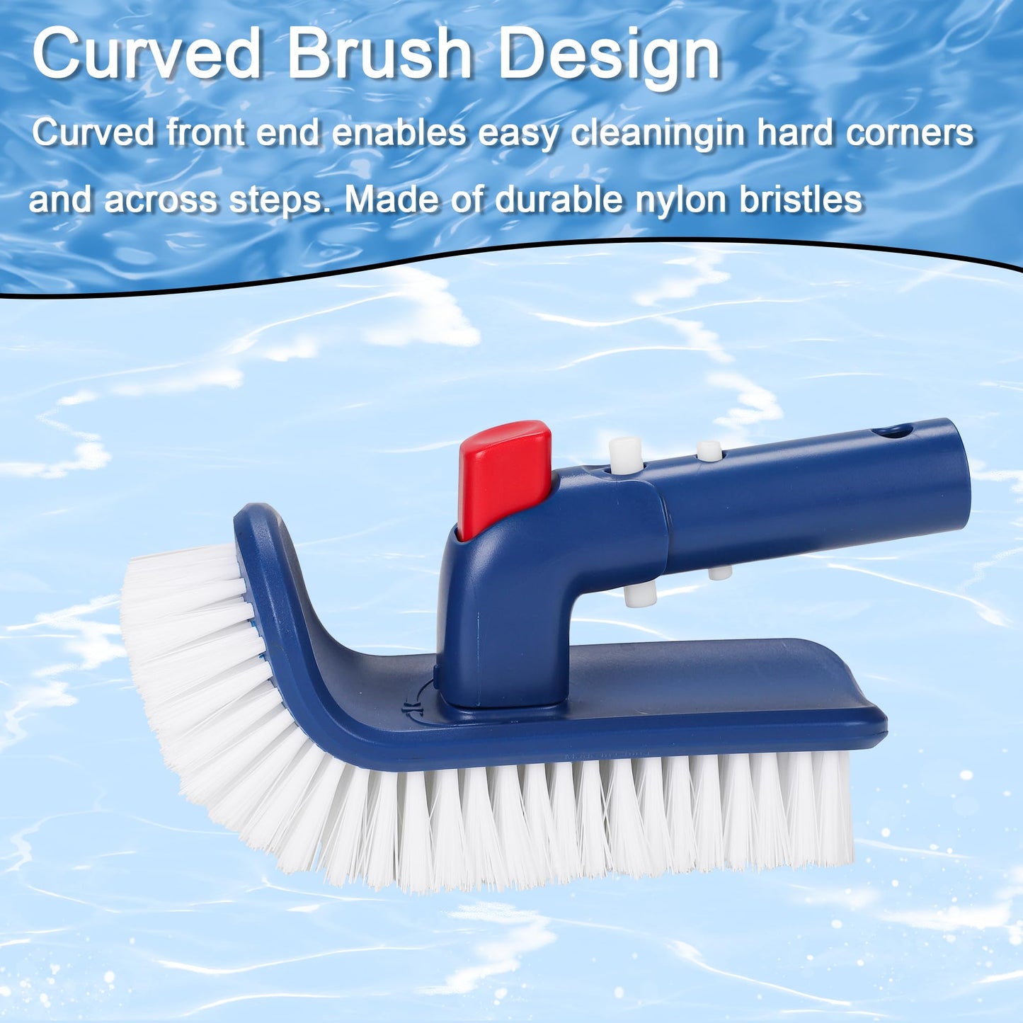 Ahomdoo Pool Cleaning Kit Professional Heavy Duty Leaf Skimmer Net, Deep Bag Rake & Wall Scrubber Brush, 4-Piece Pool Cleaning Equipment Set for Above Ground & Inground Pools (Pole Not Included)
