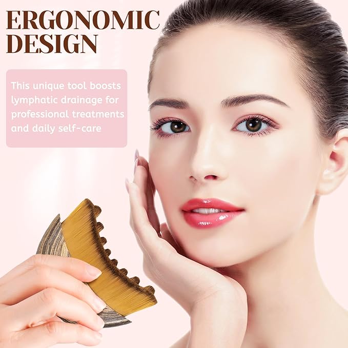 2 Pack Lymphatic Contour Face Brush,Lymphatic Drainage Massager for Sculpting,Soft & Gentle Bristles Suitable for All Skin Types,Portable Ergonomic Gua Sha Brush with Travel Case