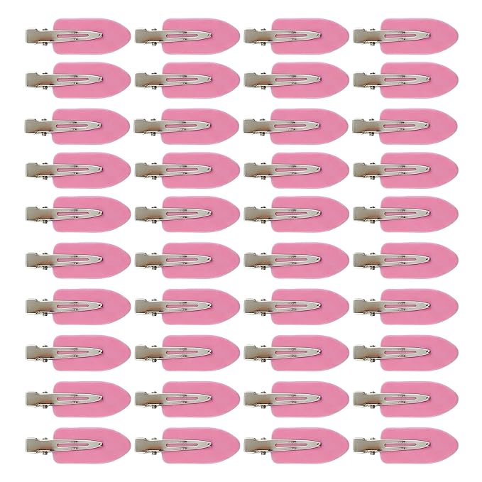 Creaseless Hair Clips for Women Styling 40Pcs Getting Ready No Crease Hair Clips for Bangs Setting No Bend Dent Makeup Clip Application Skincare Clip (medium pink)