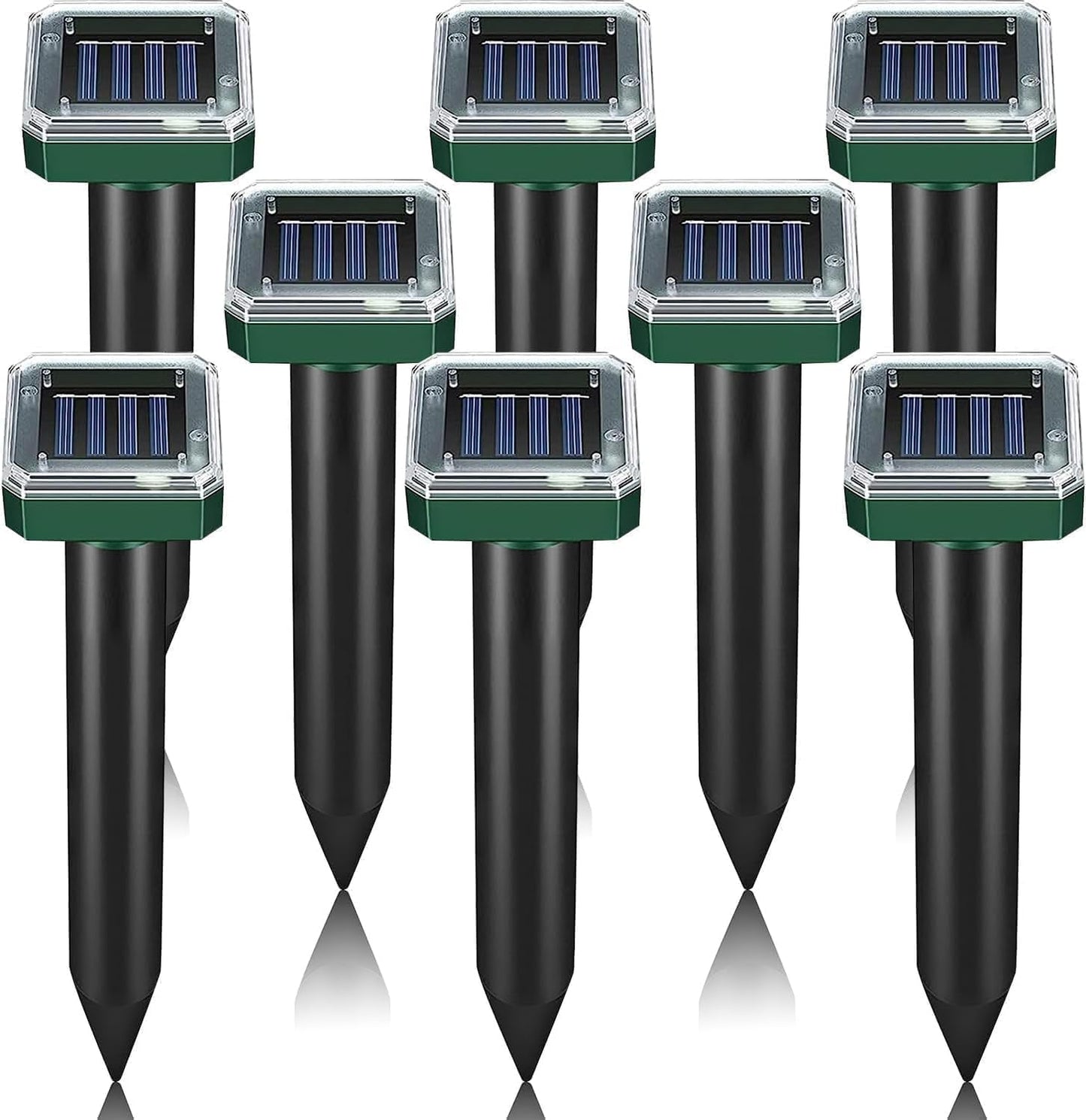 outtkitywi 8 Pc Mole Repellent Solar Powered Sonic Mole Deterrent Spikes, Snake Gopher Vole Repellent for Lawn Garden & Yard Gopher Deterrent, Groundhog Repeller
