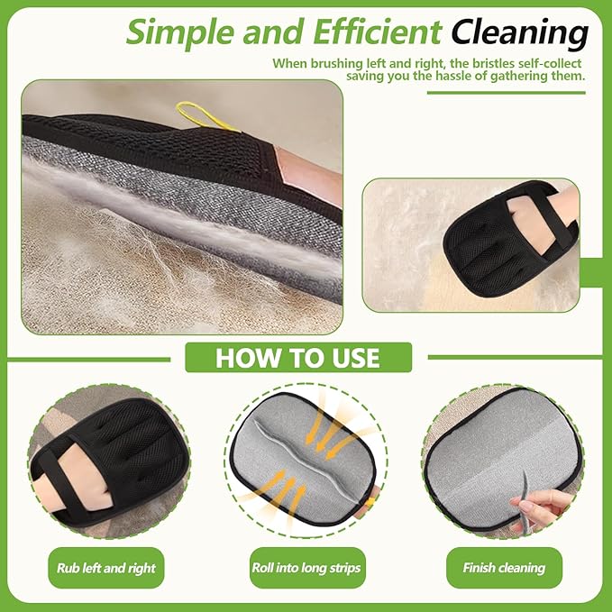 3 Packs Pet Hair Remover Gloves for Dogs and Cats， Pet Hair Removal Glove for Furniture, Car Interiors, Bedding & Clothing