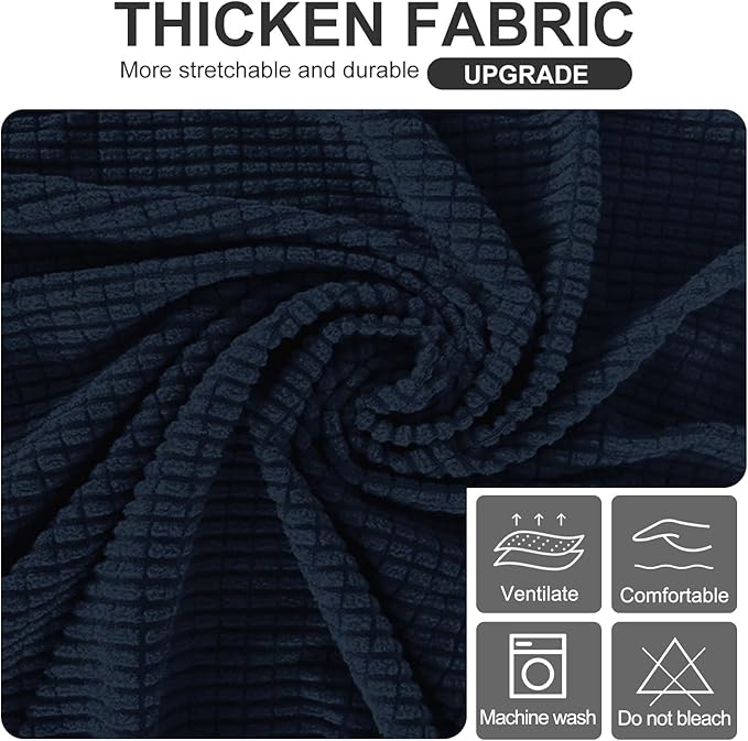 U-NICE HOME Stretch Futon Cover Armless Bed Slipcover - Soft Jacquard Fabric Washable for Pet Friendly, Navy
