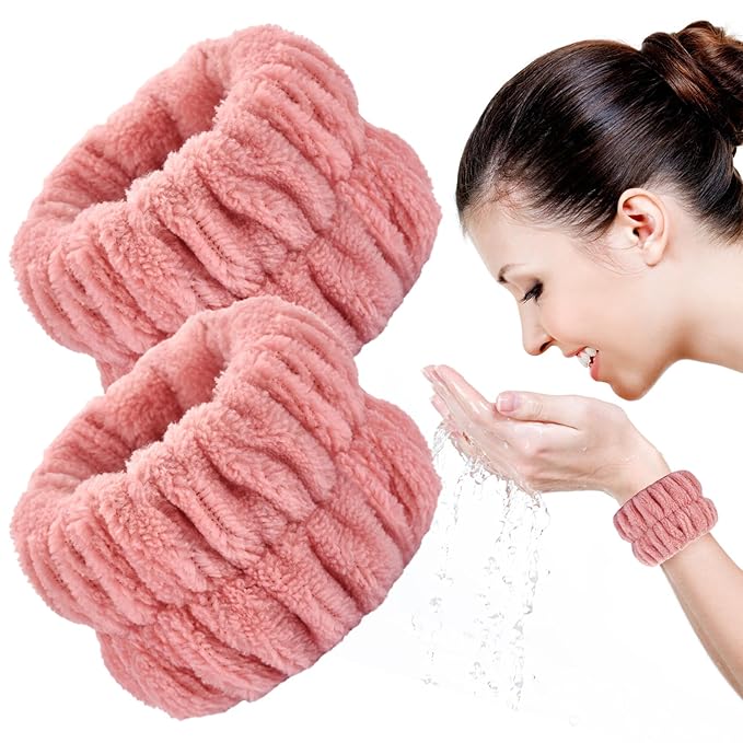 2pcs Wrist Bands for Washing Face Wash Wristbands Wrist Towels Arm Bands for Skincare Makeup Wrist Cuffs Spa Wrist Scrunchies
