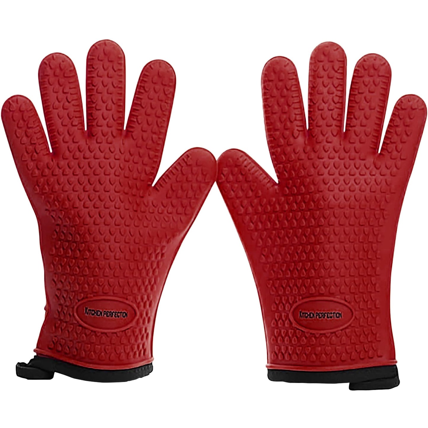 KITCHEN PERFECTION Silicone Smoker Oven Gloves - Extreme Heat Resistant BBQ Gloves - Handle Hot Food Right on Your Smoker Grill Fryer Pit | Waterproof Oven Mitts | Superior Value Set + 3 Bonuses