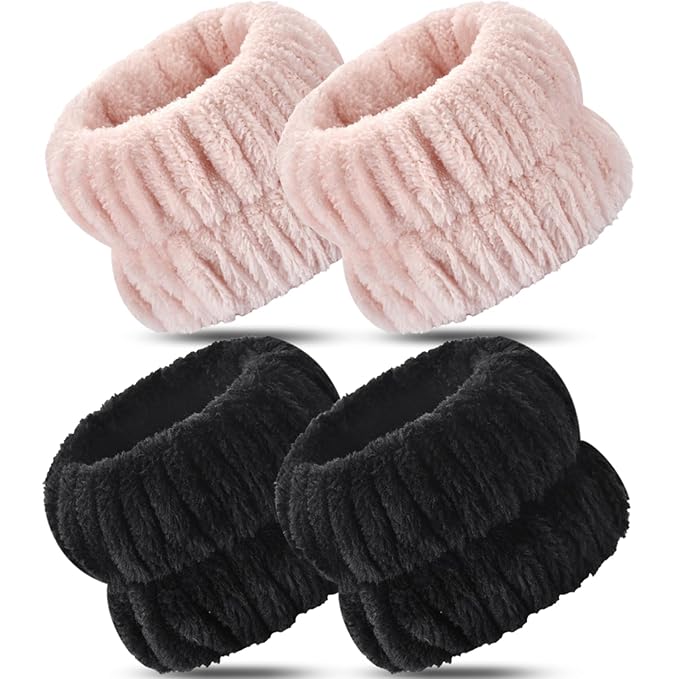 Wrist Bands for Washing Face, 4pcs Spa Face Washing Wristbands, Microfiber Arm Wrist Towels, Absorbent Wash Wristbands for Woman Men, Prevent Water from Spilling Down Your Arms