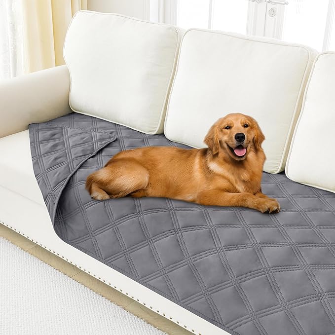 Smiry Waterproof Dog Bed Cover Blanket 40x90, Soft Reversible Pet Blanket, Washable Leakproof Cats Dogs Couch Cover for Sofa, Couch, Furniture, Grey/Grey