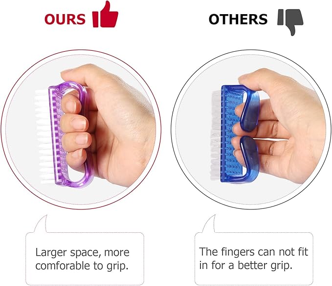 Handle Grip Nail Brush, Nail Brushes Hand Fingernail Brush Cleaner Scrubbing Kit Pedicure for Toes and Nails Men Women (4 Pack)
