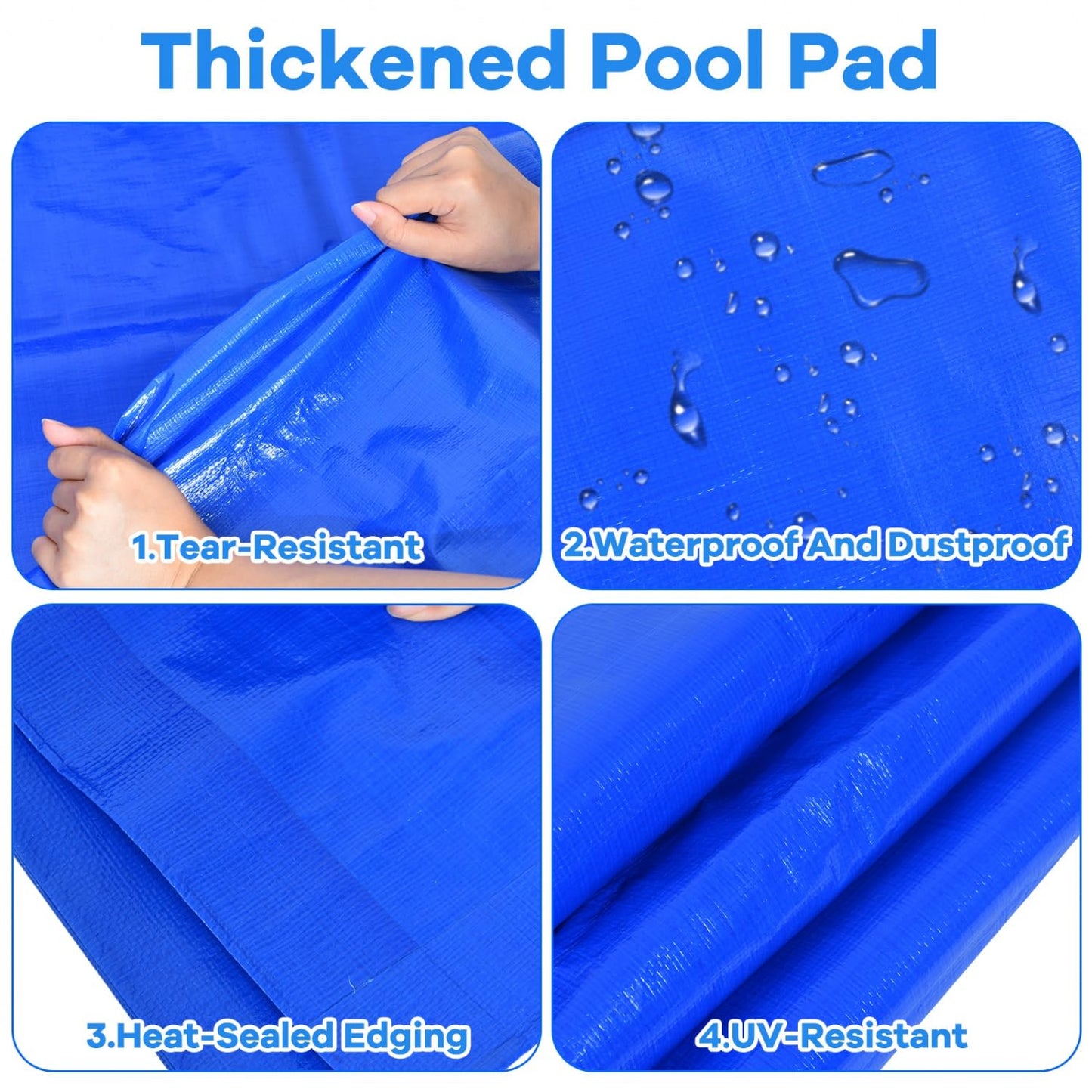 Gonioa 11 x 7.8 FT Pool Pad Tarp for Under Pool Liner Pad Under Pool Mat for Above Ground Pools, Thickened Pools Tarp Pools Ground Pads to Prevent Puncture and Extend Liner Life