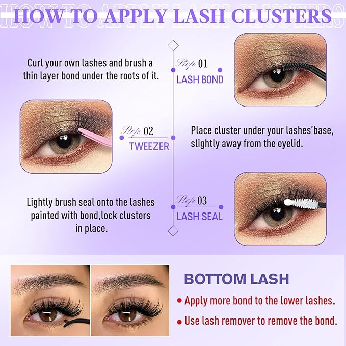 Lash Clusters with Bottom Lashes 12-25mm Thick Cluster Eyelash Extensions 294Pcs Wispy Individual Lashes with Lower Eyelash Clusters 100D Plant Fibers Lashes Clusters DIY at Home, by Yaiseiko
