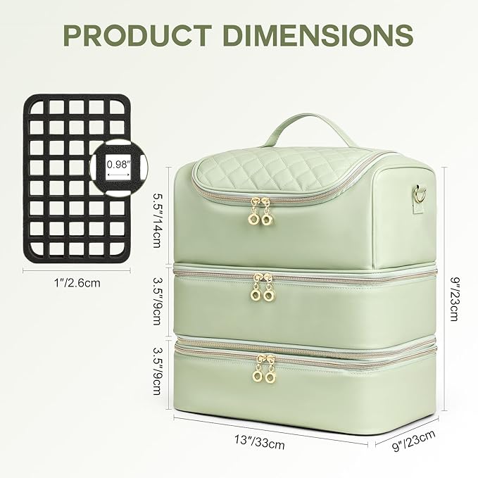 Uross Nail Polish Organizer Bag Holds 90 Bottles Nail Polish, Nail Lamp, Nail Supplies- Nail Organizers and Storage Case for Nail Tech, Nail Stuff Gel Kit Box- Green