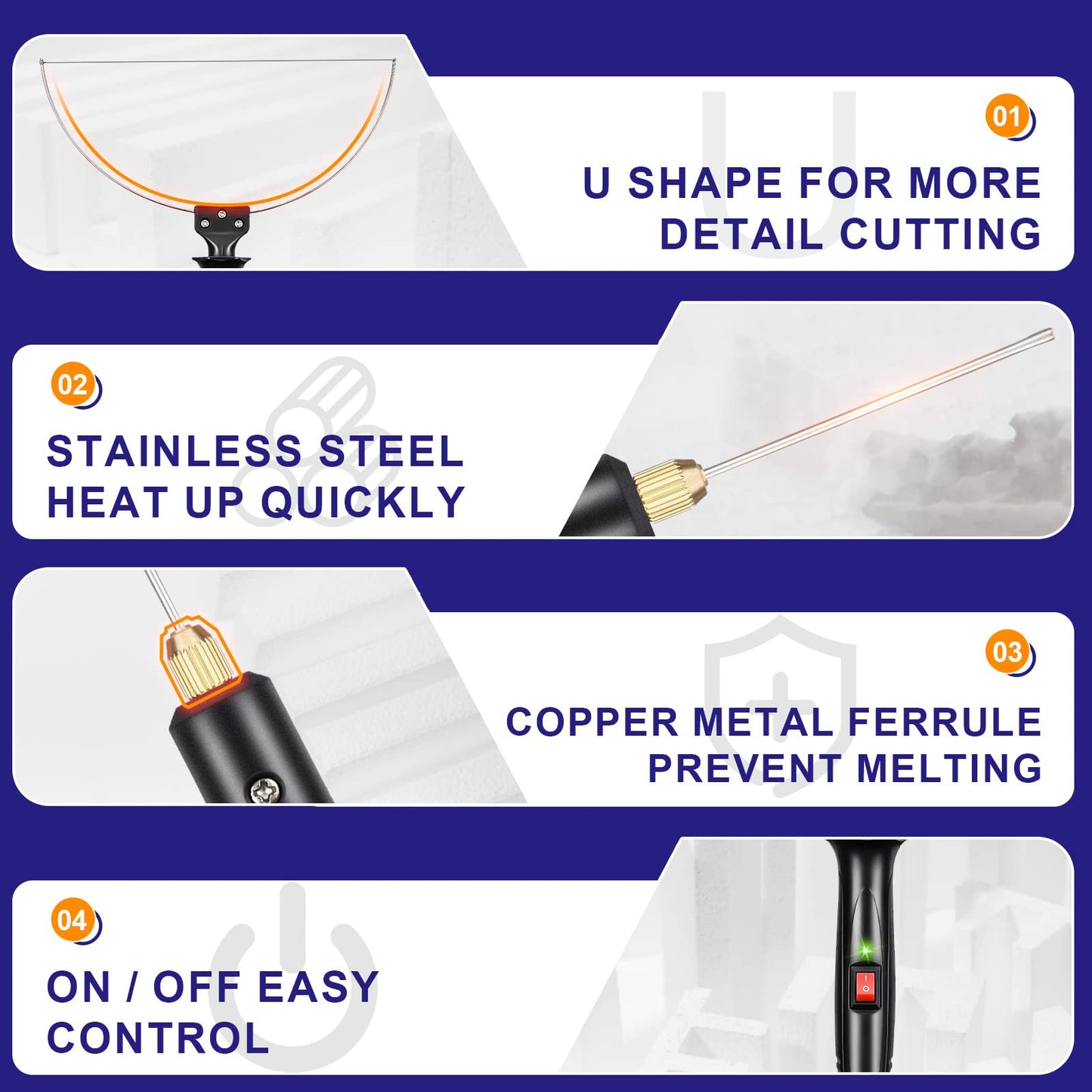 GOCHANGE 3 in 1 Foam Cutter Electric Styrofoam Cutting Tool, 100-240V / 18W Hot Knife Cutting Tool Foam with Electronic Adaptor for Small Cutting Project, DIY Craft, Foam Carving