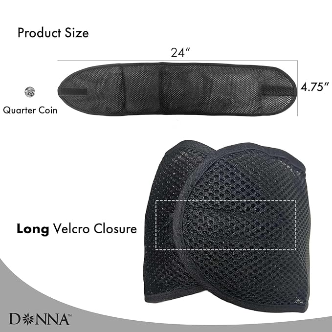 DONNA Deluxe Foam Mesh Wrap Ã¢ÂÂ Olive Oil + Vitamin E Treated Hair Wrap for Women, Adjustable Head Wrap, Breathable Mesh & Soft Foam Padding for Sleep or Styling, Black