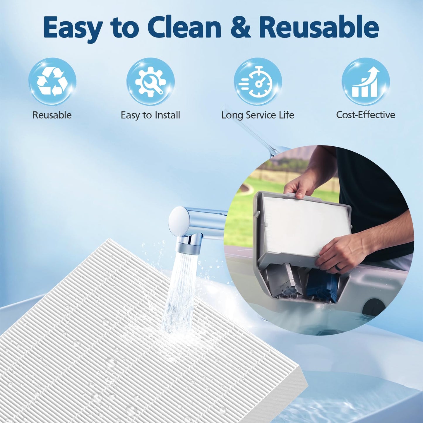 Beckacher 10-00814 Hot Tub Spa Flat Filters Compatible with Bullfrog M Series M6 M7 M8 M9, A Series A5 A6 A7 A8 A9 (2023 to Present) and Swim Series S150 S180XD S200-4 Pack