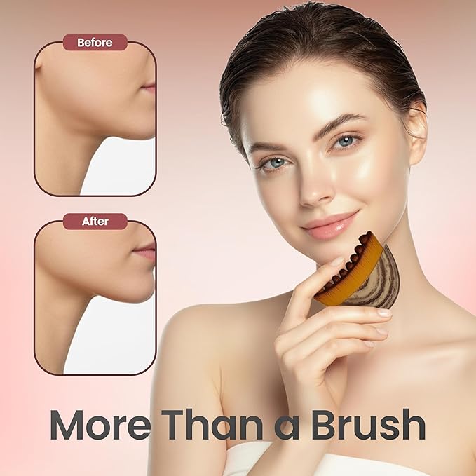 Lymphatic Contour Face Brush - Improves Circulation & Reduces Puffiness, Dry Brushing Lymphatic Face Brush - 100% Gentle & Soft on Skin, Erogonomic Facial Brush for Natural Contouring (1 PCS)