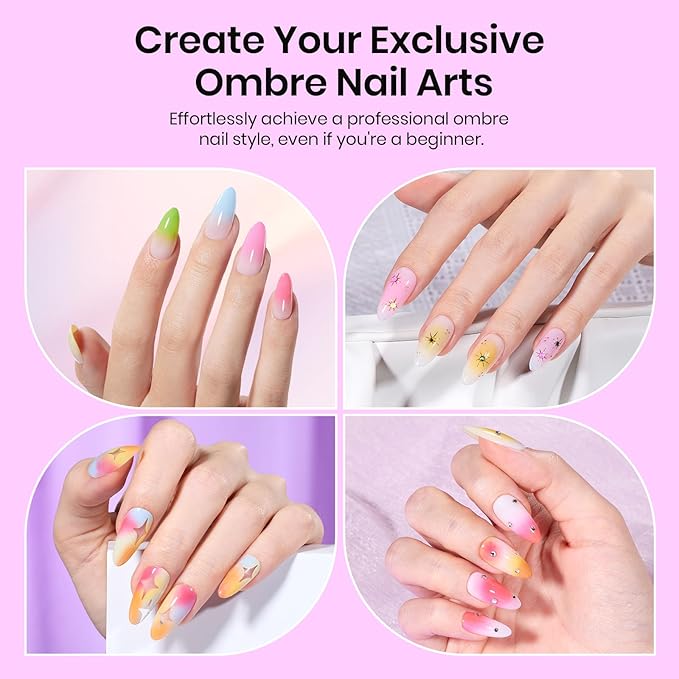 Beetles 150Pcs Soft Nail Sponges for Ombre, Colorful Nail Sponge with Grabbing Pen, Blooming Nails Art Brushes, Gradient Manicure DIY Tools, Professional Accessories Supplies for Home and Salon Use