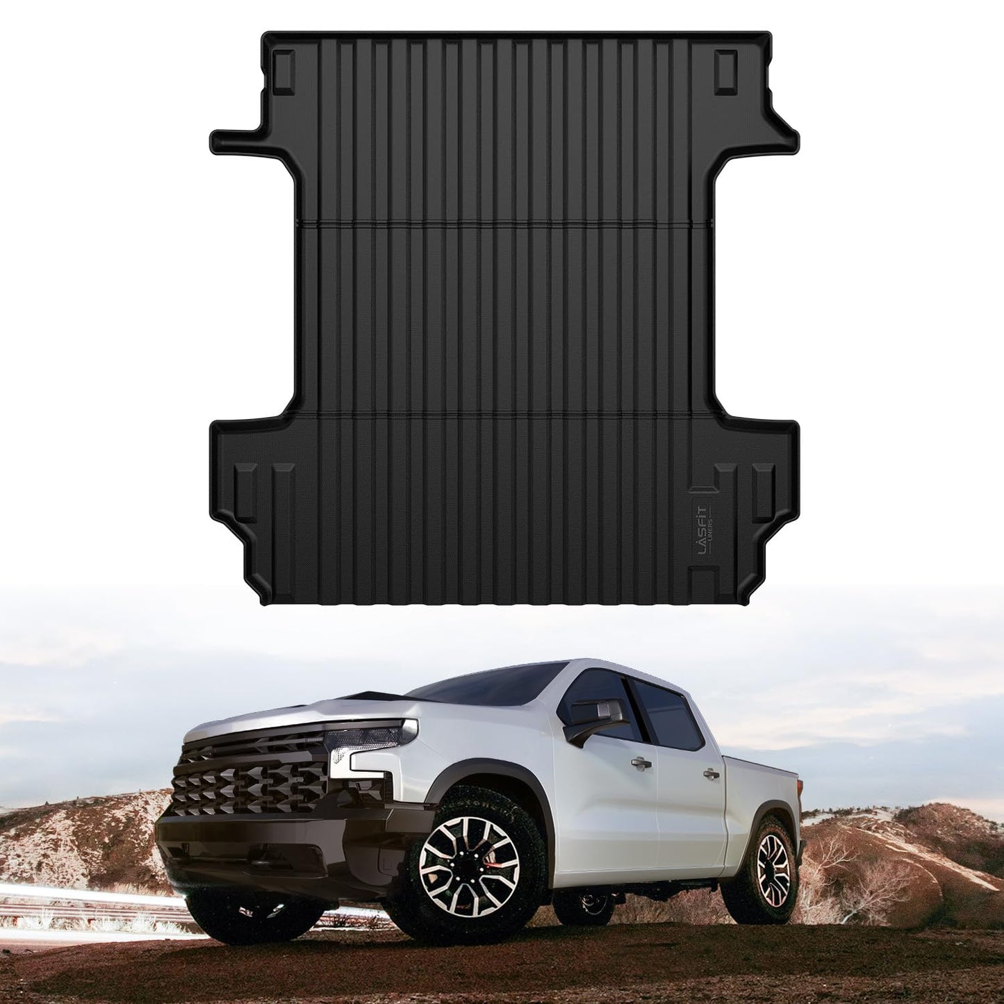 LASFIT Truck Bed Mat 2019-2026 for Chevrolet Chevy Silverado 1500 | GMC Sierra 1500 (Only Fit 5.8FT Bed), Bed Liner for Chevy Silverado GMC Sierra 1500, Not Fit Optional CarbonPro Bed