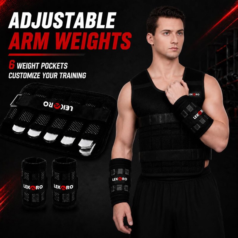 Weighted Vest Set 22LB for Men & Women, Adjustable Workout Weight Vest with Steel Plates, Weighted Training Vest with Wrist Weights and Ankle Weights for Strength Training, HIIT, Rucking & Cardio
