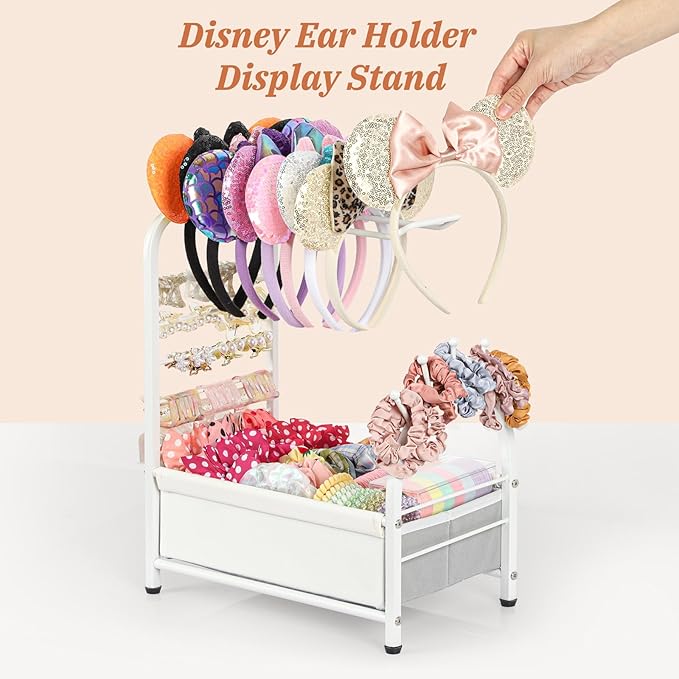 Keebofly Headband Holder Stand, Versatile Hair Accessories Organizer for Scrunchies, Hair Ties, Bows & Claw Clips - Large Compact Hair Accessories Storage for Girls, Women, Babies