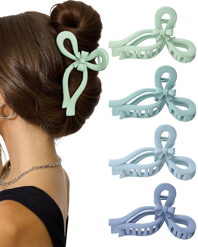 4 PCS Bow Hair Clips for Women Bow Claw Clip 5" Extra Large Hair Claw Clips for Thick and Long Hair Cute Bows Big Clip