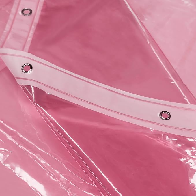 Barossa Design Clear Pink Stall Shower Curtain Liner with 3 Magnets - 36" x 72" Waterproof Lightweight PEVA Plastic Narrow Shower Liner for Small Bathroom, Metal Grommets - Clear Pink