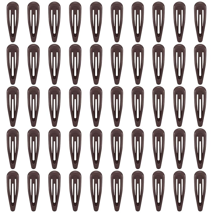 Glossy Brown Snap Hair Clips for Women - 50 PCS 2 Inch Non-Slip Metal Hair Barrettes in Warm Neutral Brown Tones - Everyday Minimalist Hair Accessories